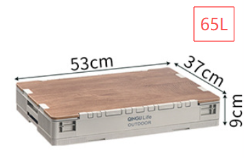 Setstead 65L Multifunction Storage Box shown folded flat with its 65 liter size dimensions