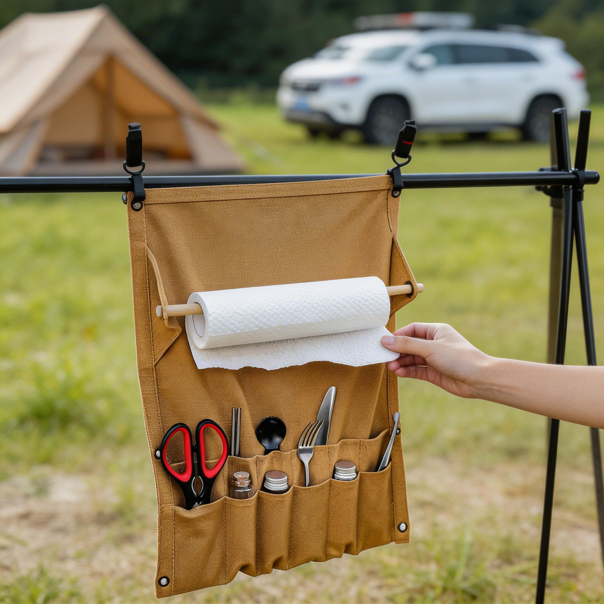 Camp setup after using the Setstead organizer